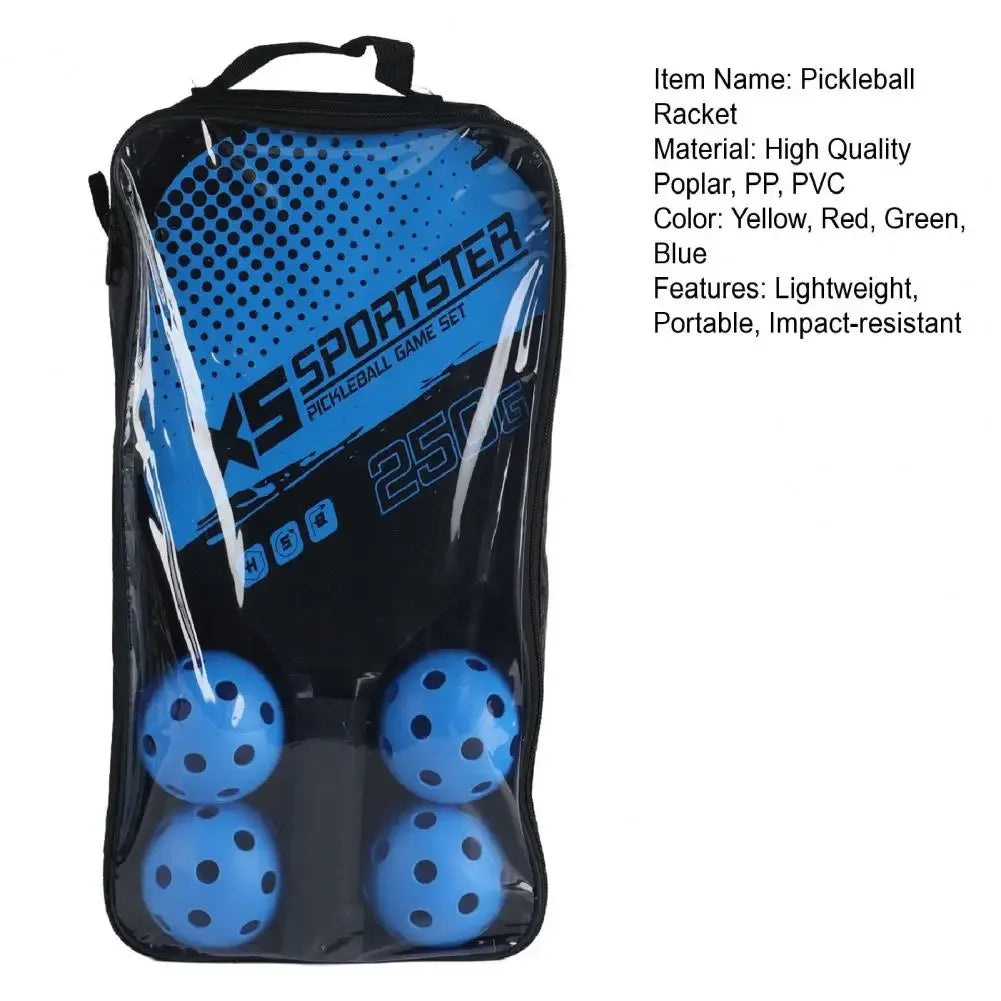 Pickleball Paddle Set – 2 Rackets, 4 Balls & Carry Bag