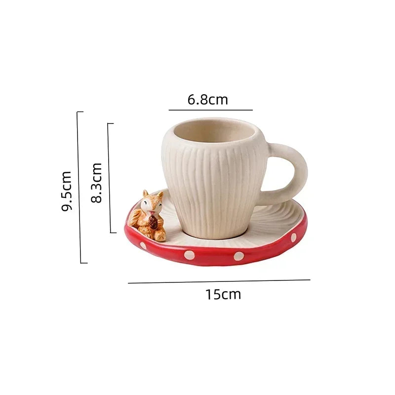 Mushroom Ceramic Cup with Lid