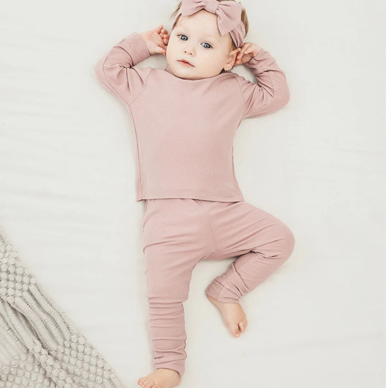 Striped Bamboo Fiber Toddler Pajamas Set