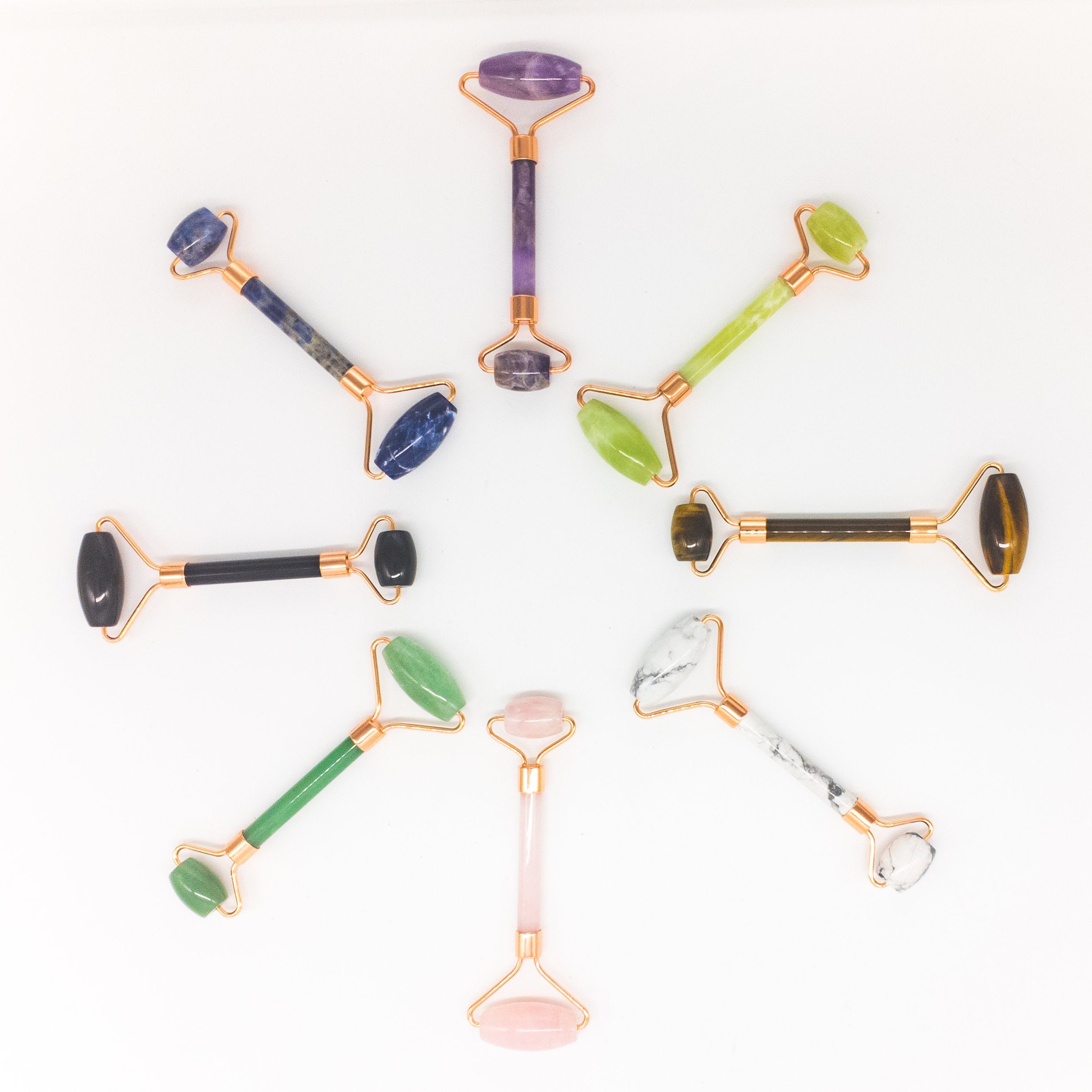 LuxeGlow Face Roller – Copper & Crystal Massager